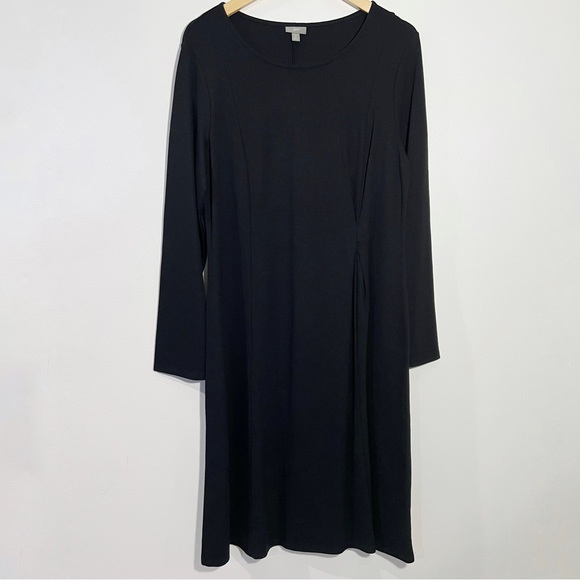 New J. Jill Stretch Black Long‎ Sleeves Jersey Knit Dress w/ Side Twist Medium - Picture 1 of 11
